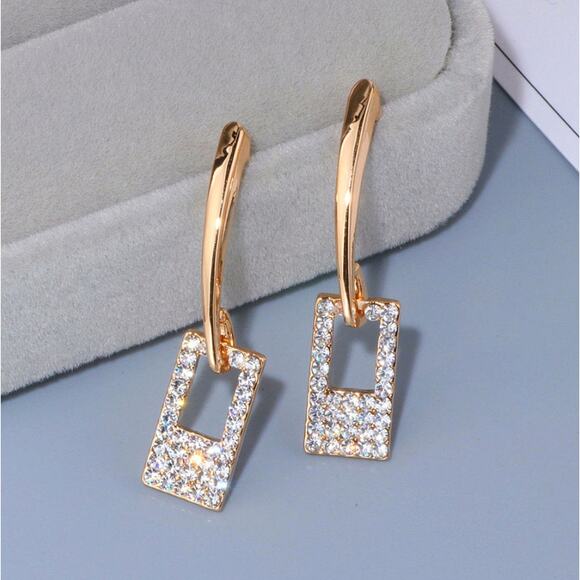 Claire Rectangular Crystal Drop Earrings - Picture 2 of 3